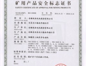 礦用產(chǎn)品安全標(biāo)志證書(shū)